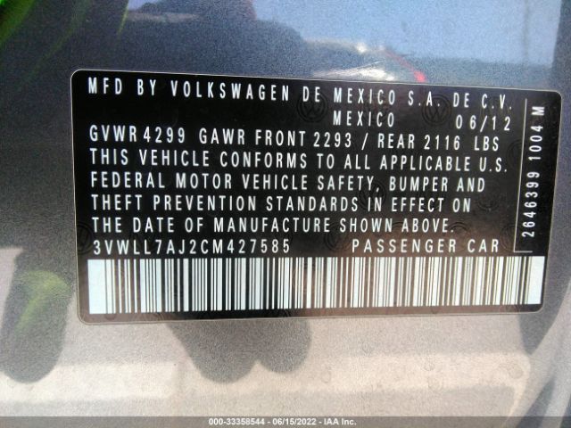 Photo 8 VIN: 3VWLL7AJ2CM427585 - VOLKSWAGEN JETTA SEDAN 