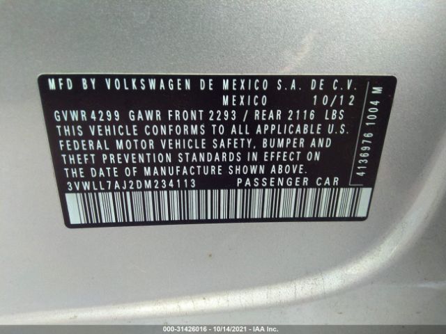 Photo 8 VIN: 3VWLL7AJ2DM234113 - VOLKSWAGEN JETTA SEDAN 