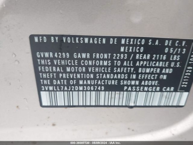 Photo 8 VIN: 3VWLL7AJ2DM306749 - VOLKSWAGEN JETTA 