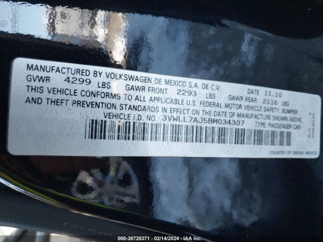 Photo 8 VIN: 3VWLL7AJ5BM034307 - VOLKSWAGEN JETTA 