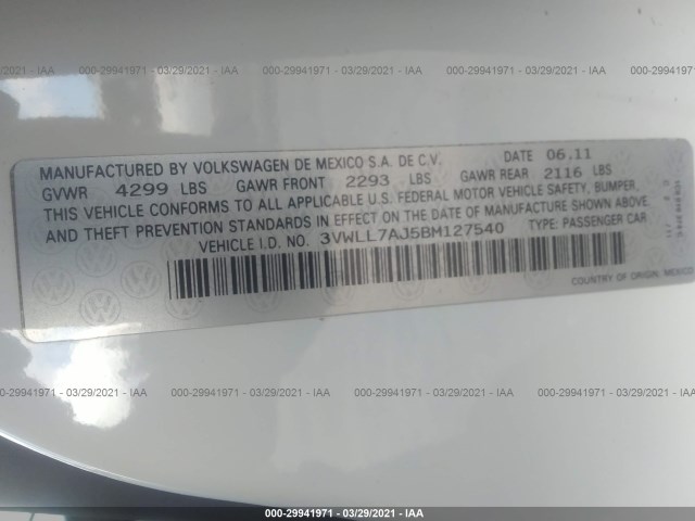 Photo 8 VIN: 3VWLL7AJ5BM127540 - VOLKSWAGEN JETTA SEDAN 