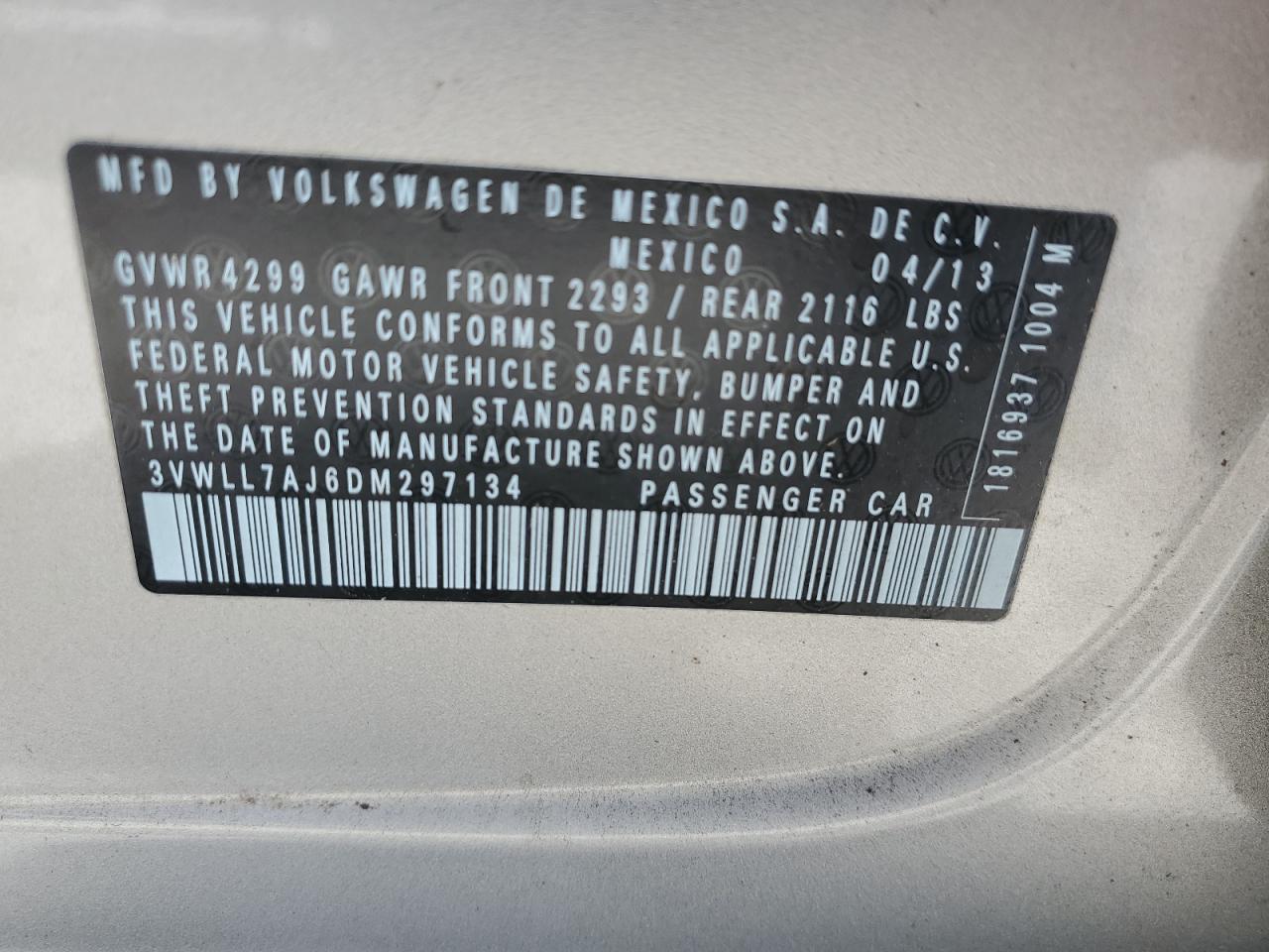 Photo 11 VIN: 3VWLL7AJ6DM297134 - VOLKSWAGEN JETTA 