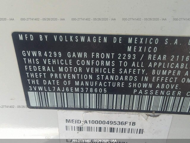 Photo 8 VIN: 3VWLL7AJ6EM378605 - VOLKSWAGEN JETTA SEDAN 