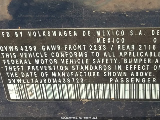 Photo 8 VIN: 3VWLL7AJ8DM438723 - VOLKSWAGEN JETTA SEDAN 