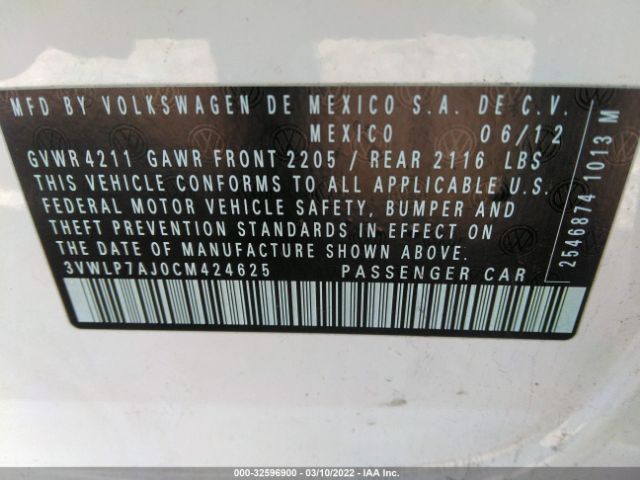 Photo 8 VIN: 3VWLP7AJ0CM424625 - VOLKSWAGEN JETTA SEDAN 