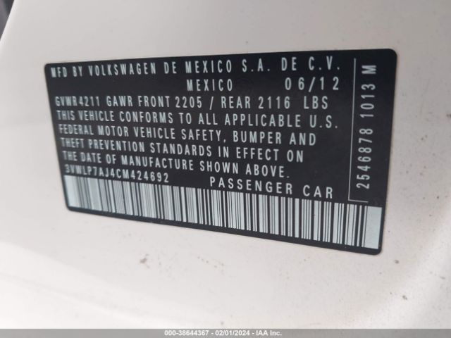 Photo 8 VIN: 3VWLP7AJ4CM424692 - VOLKSWAGEN JETTA 