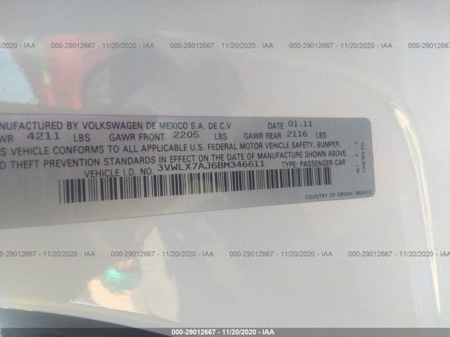 Photo 8 VIN: 3VWLX7AJ6BM346611 - VOLKSWAGEN JETTA SEDAN 