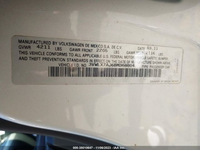 Photo 8 VIN: 3VWLX7AJ6BM368804 - VOLKSWAGEN JETTA SEDAN 