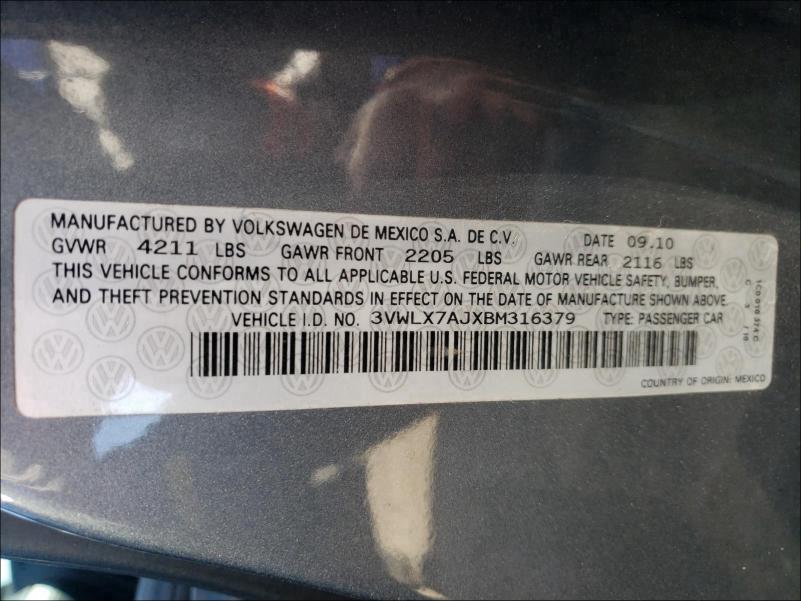 Photo 9 VIN: 3VWLX7AJXBM316379 - VOLKSWAGEN JETTA SEL 