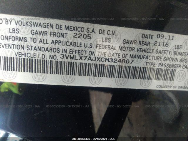 Photo 8 VIN: 3VWLX7AJXCM324807 - VOLKSWAGEN JETTA SEDAN 