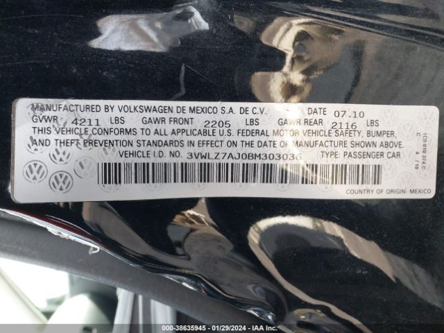 Photo 8 VIN: 3VWLZ7AJ0BM303036 - VOLKSWAGEN JETTA 