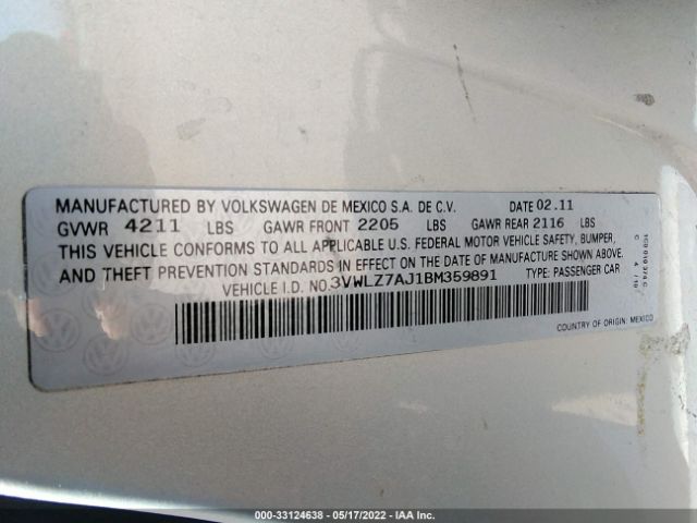 Photo 8 VIN: 3VWLZ7AJ1BM359891 - VOLKSWAGEN JETTA SEDAN 