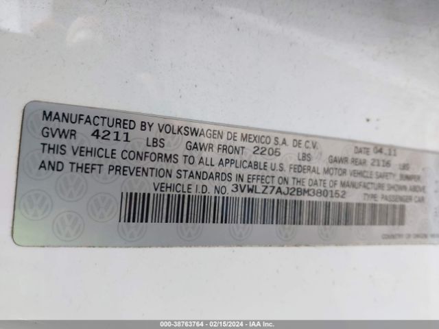 Photo 8 VIN: 3VWLZ7AJ2BM380152 - VOLKSWAGEN JETTA 