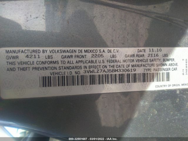 Photo 8 VIN: 3VWLZ7AJ5BM330619 - VOLKSWAGEN JETTA SEDAN 