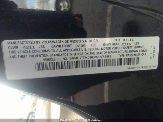 Photo 8 VIN: 3VWLZ7AJ9BM347391 - VOLKSWAGEN JETTA SEDAN 