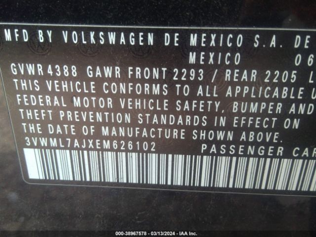 Photo 8 VIN: 3VWML7AJXEM626102 - VOLKSWAGEN JETTA TDI 