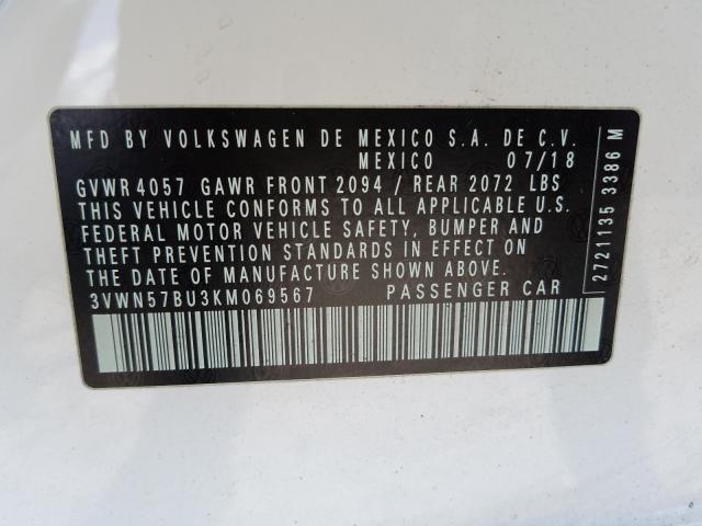 Photo 9 VIN: 3VWN57BU3KM069567 - VOLKSWAGEN JETTA S 