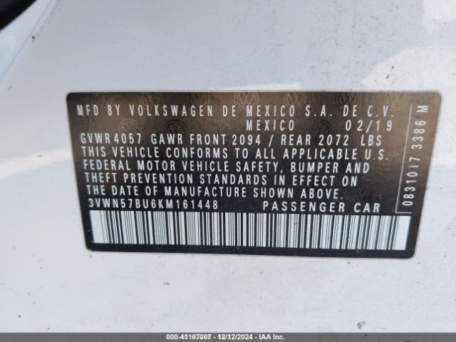 Photo 8 VIN: 3VWN57BU6KM161448 - VOLKSWAGEN JETTA 