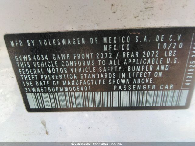 Photo 8 VIN: 3VWN57BU8MM005401 - VOLKSWAGEN JETTA 