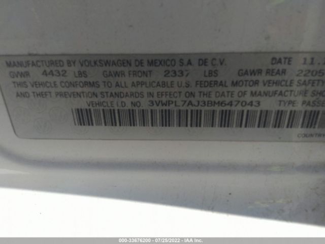 Photo 8 VIN: 3VWPL7AJ3BM647043 - VOLKSWAGEN JETTA SPORTWAGEN 