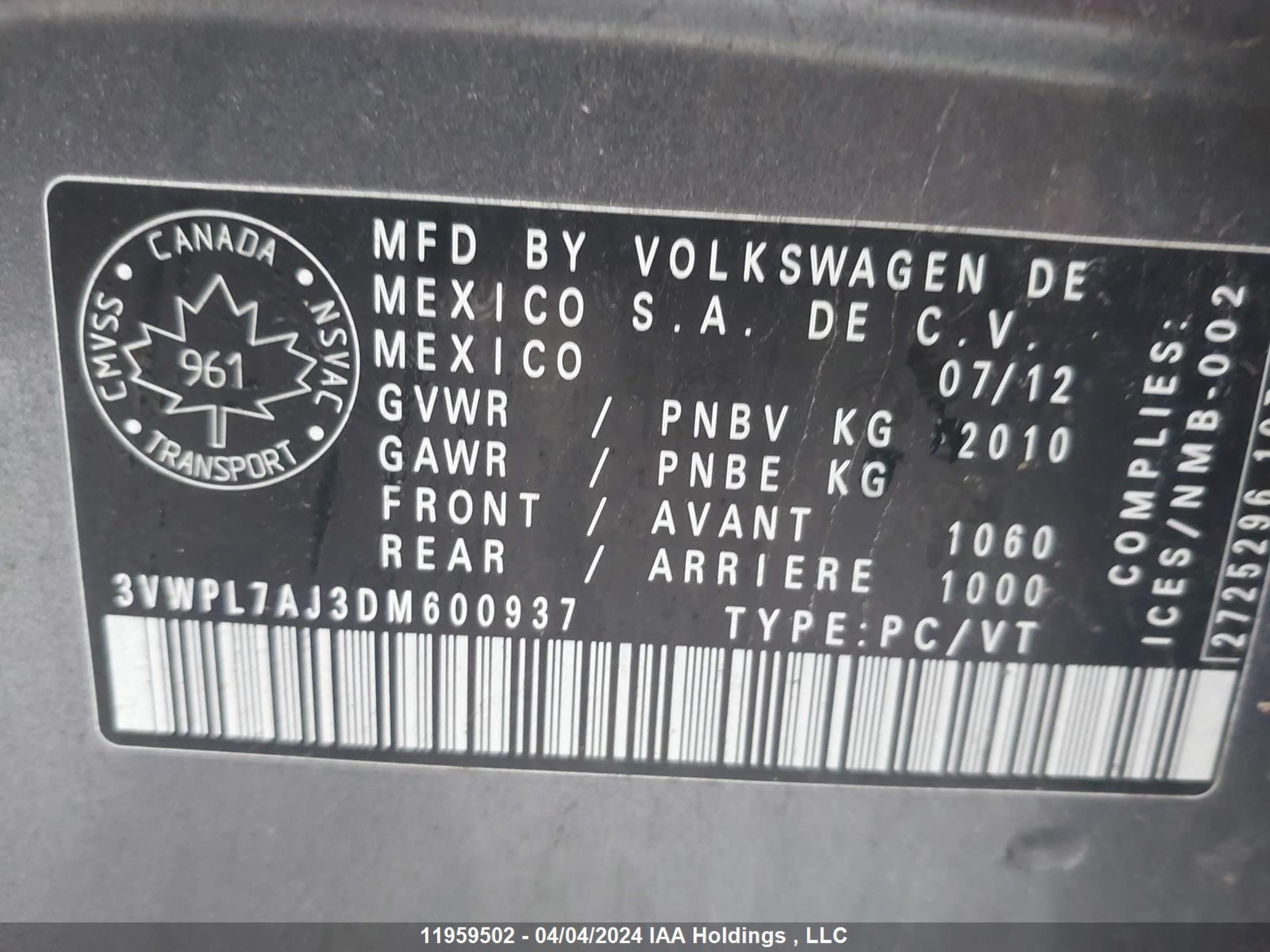 Photo 8 VIN: 3VWPL7AJ3DM600937 - VOLKSWAGEN GOLF 