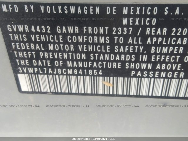 Photo 8 VIN: 3VWPL7AJ8CM641854 - VOLKSWAGEN JETTA SPORTWAGEN 