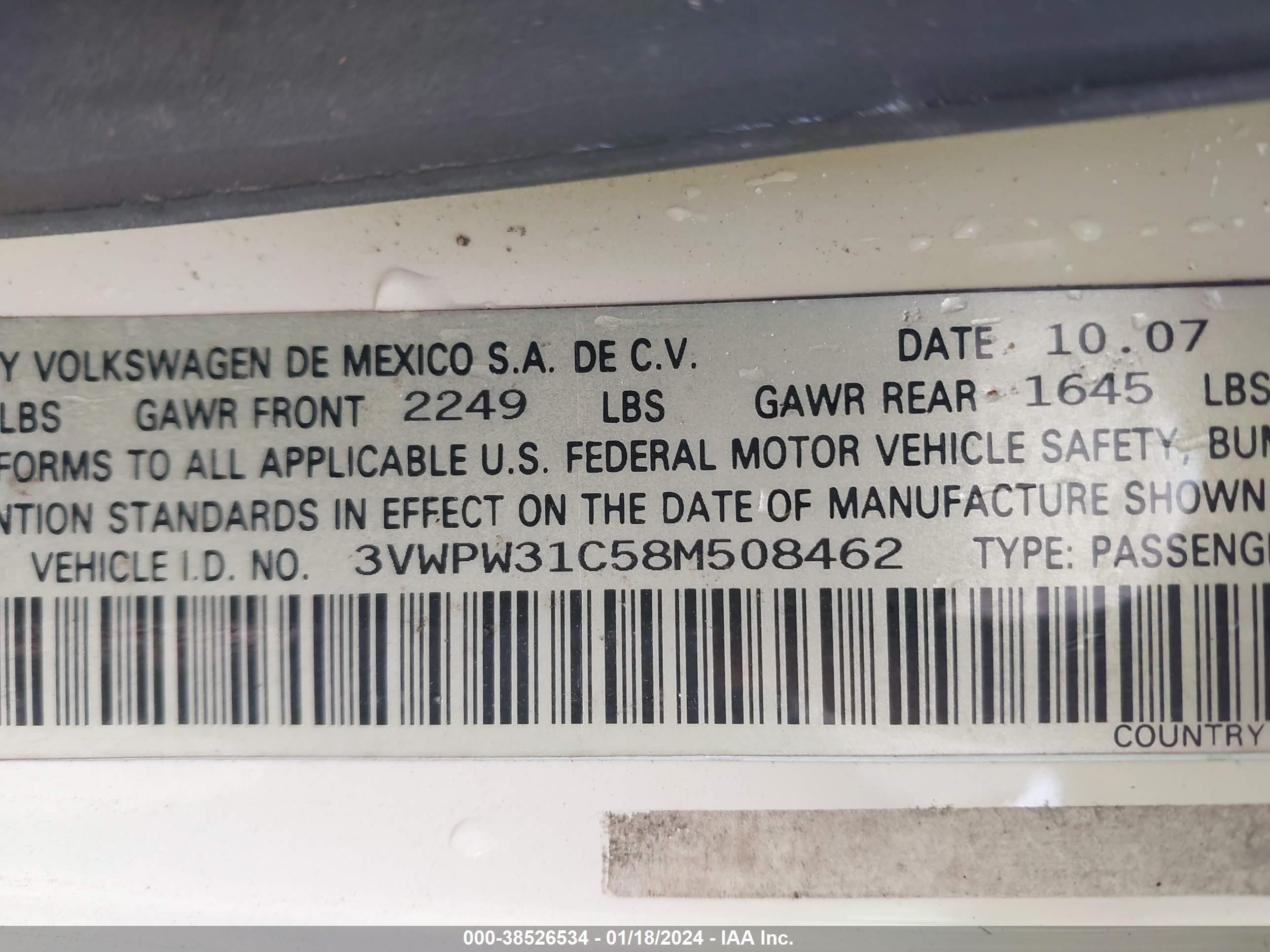 Photo 8 VIN: 3VWPW31C58M508462 - FORD F-150 