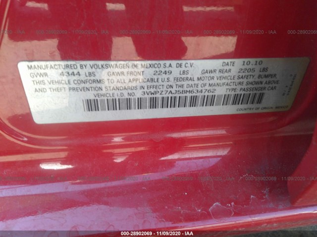 Photo 8 VIN: 3VWPZ7AJ5BM634762 - VOLKSWAGEN JETTA SPORTWAGEN 