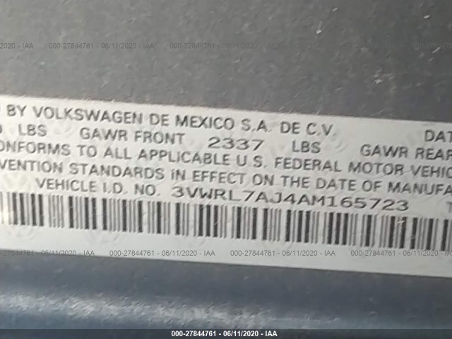 Photo 8 VIN: 3VWRL7AJ4AM165723 - VOLKSWAGEN JETTA SEDAN 