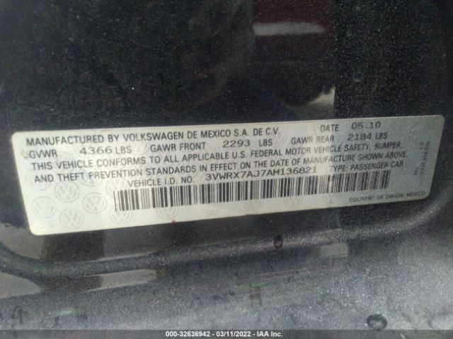 Photo 8 VIN: 3VWRX7AJ7AM136821 - VOLKSWAGEN JETTA SEDAN 