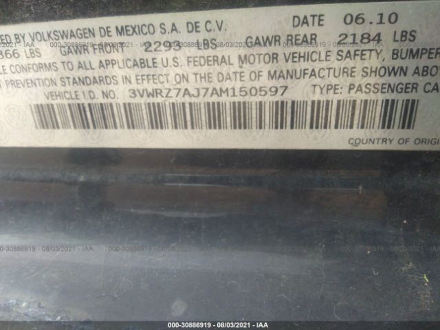 Photo 8 VIN: 3VWRZ7AJ7AM150597 - VOLKSWAGEN JETTA SEDAN 