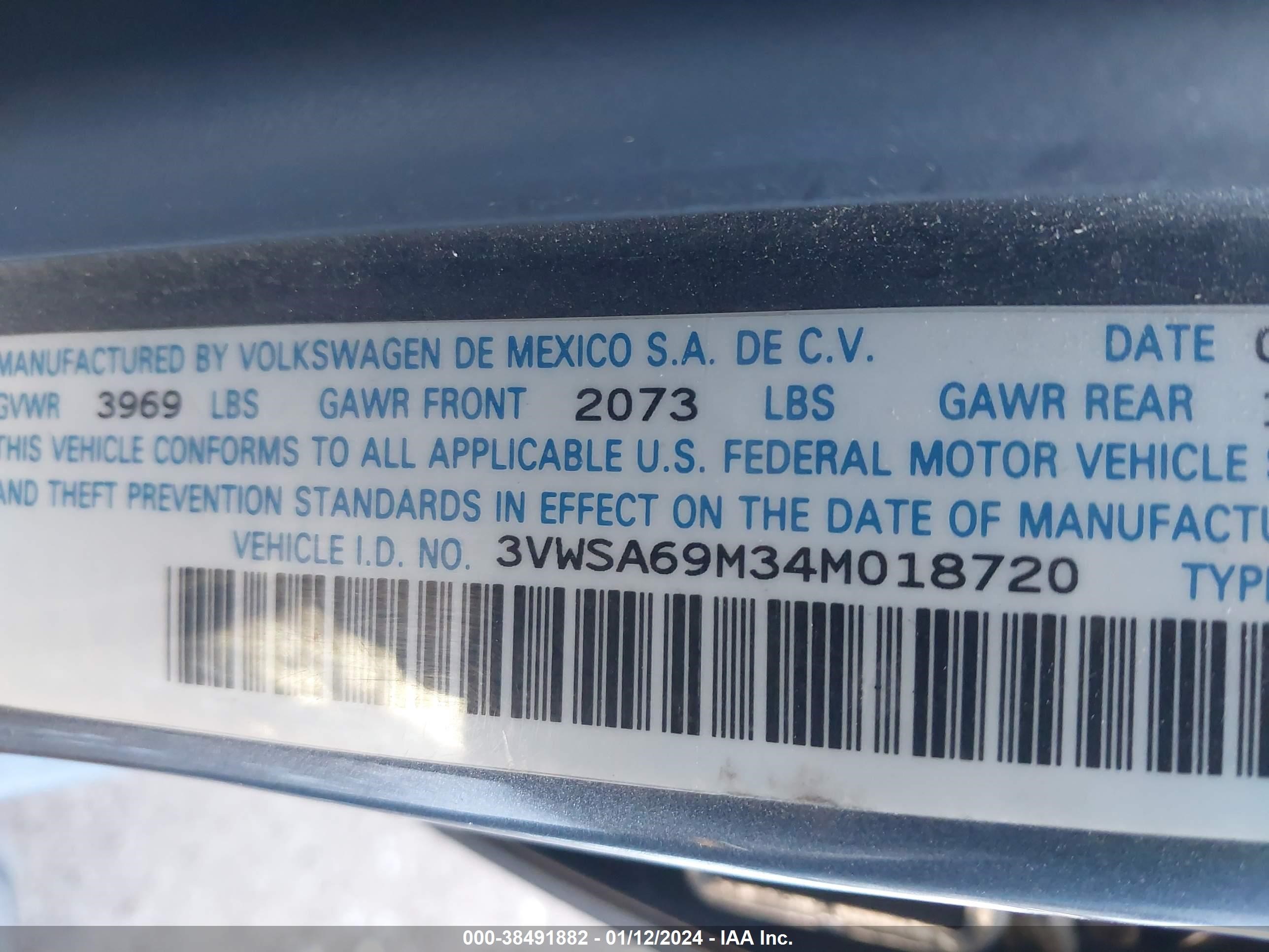 Photo 8 VIN: 3VWSA69M34M018720 - VOLKSWAGEN JETTA 