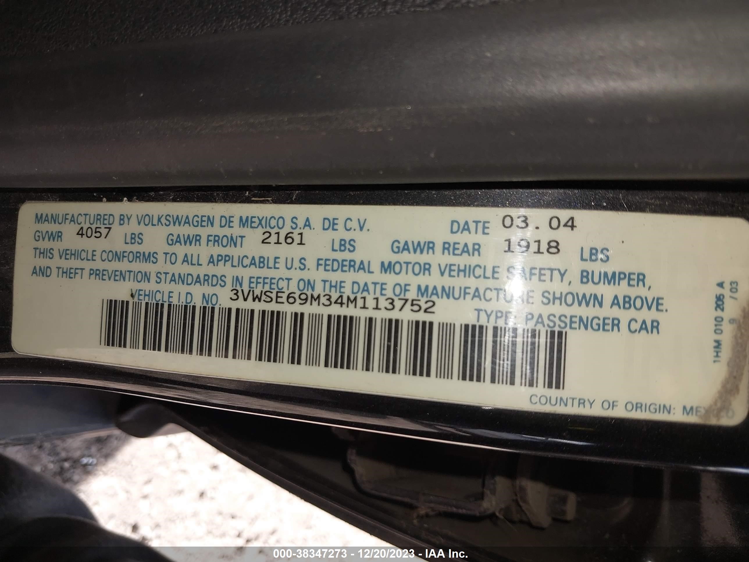 Photo 8 VIN: 3VWSE69M34M113752 - VOLKSWAGEN JETTA 