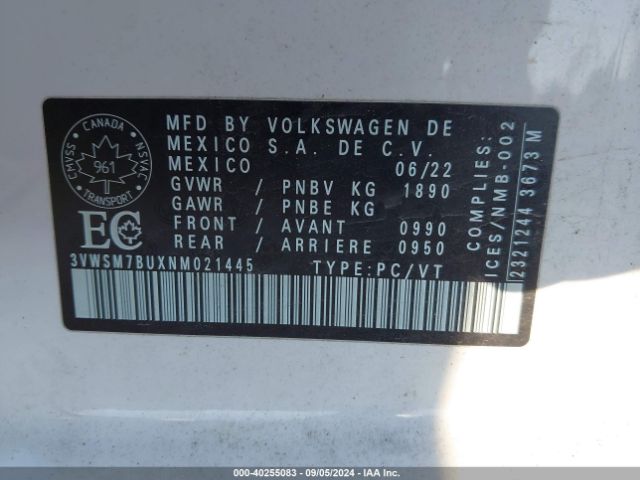 Photo 8 VIN: 3VWSM7BUXNM021445 - VOLKSWAGEN JETTA 