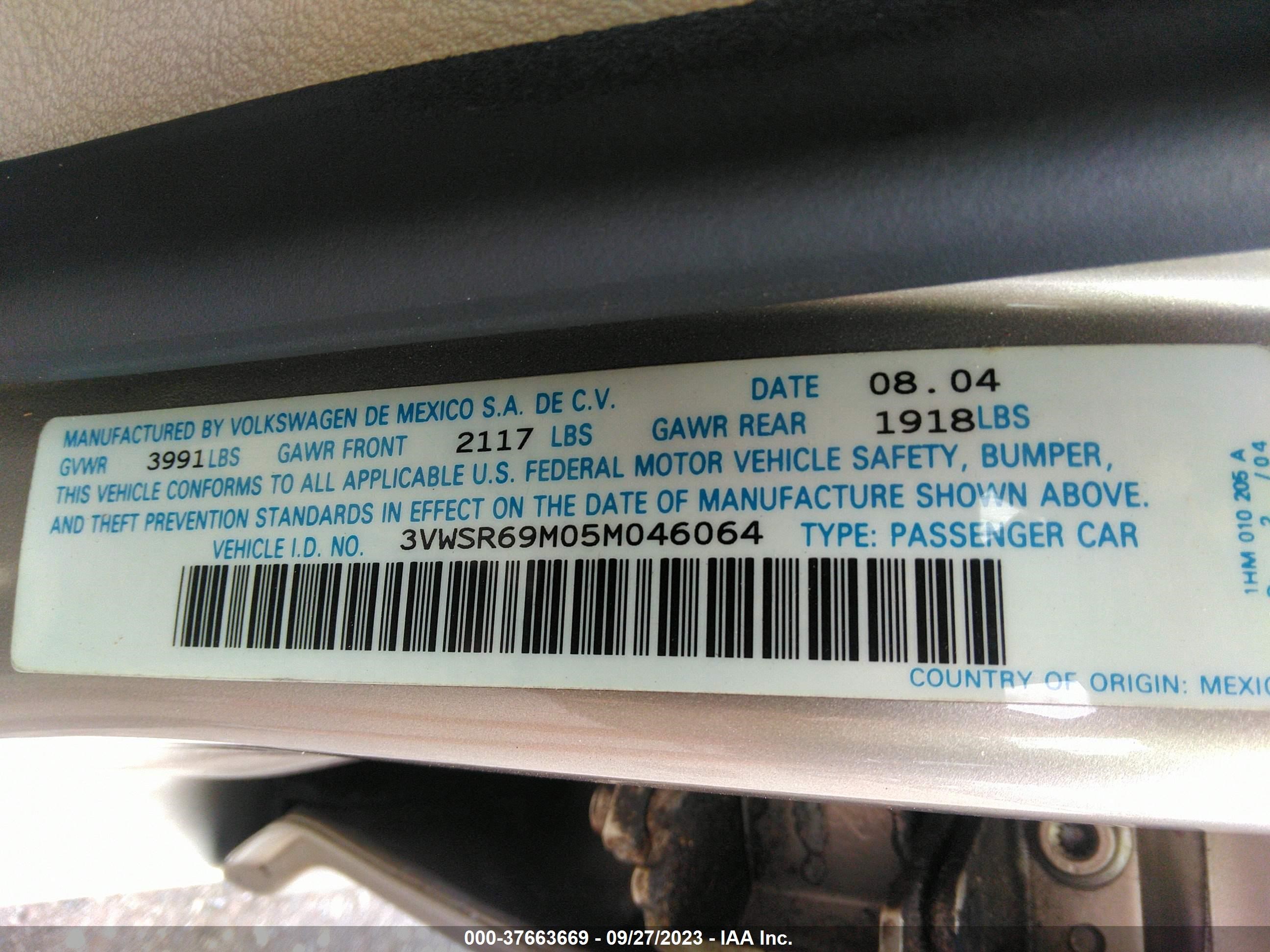 Photo 8 VIN: 3VWSR69M05M046064 - VOLKSWAGEN JETTA 