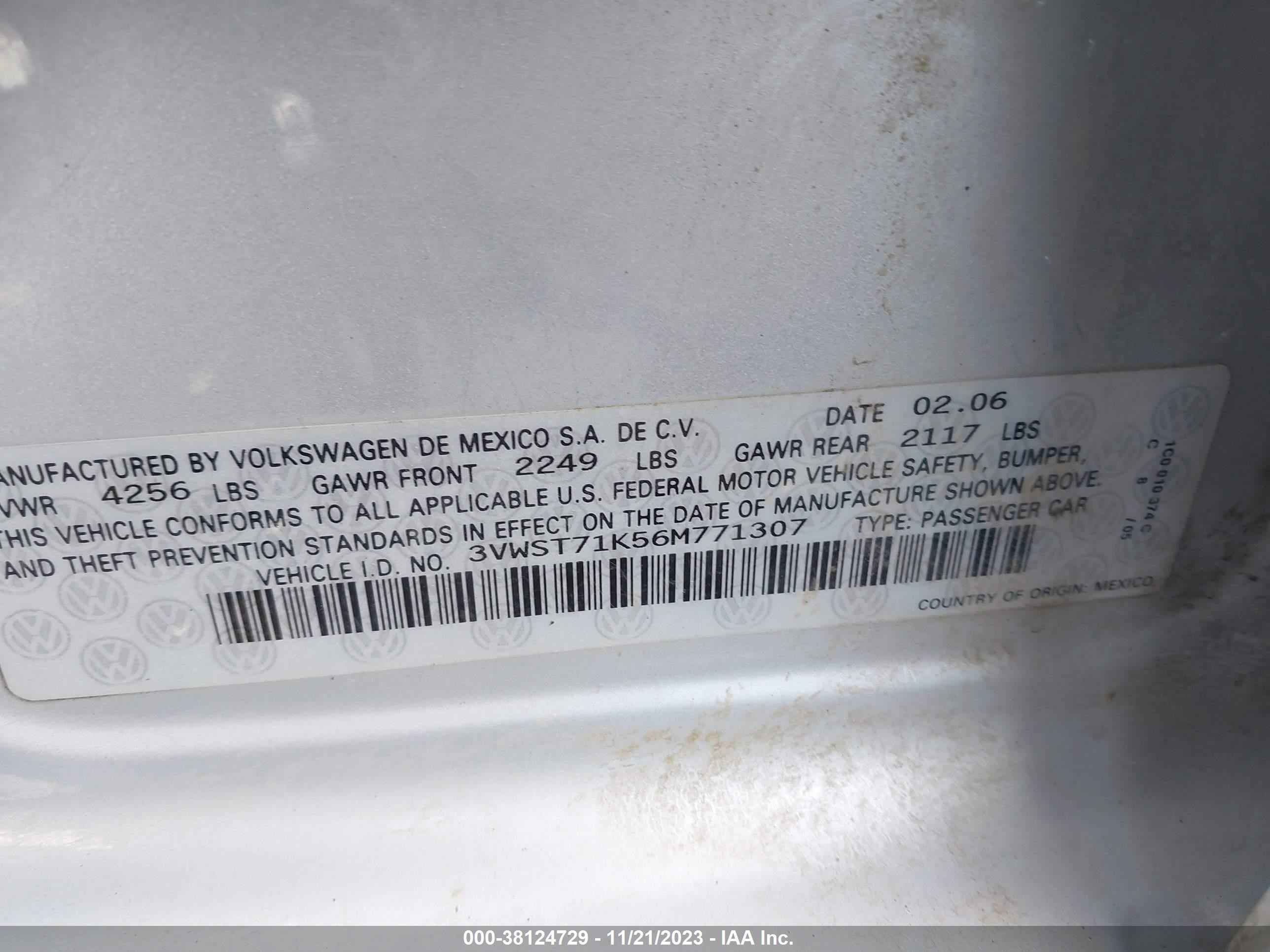 Photo 8 VIN: 3VWST71K56M771307 - VOLKSWAGEN JETTA 