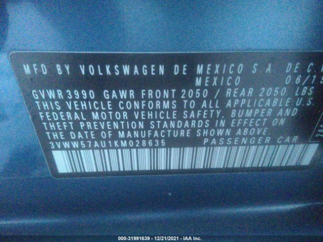 Photo 8 VIN: 3VWW57AU1KM028635 - VOLKSWAGEN GOLF 