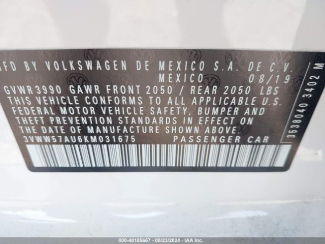 Photo 8 VIN: 3VWW57AU6KM031675 - VOLKSWAGEN GOLF 