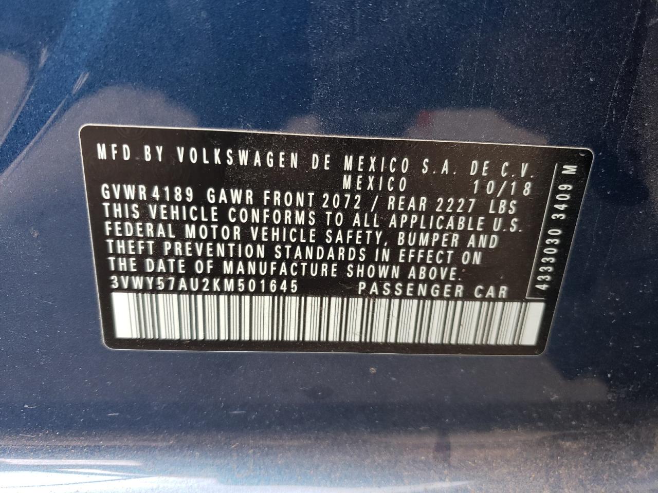 Photo 12 VIN: 3VWY57AU2KM501645 - VOLKSWAGEN GOLF 