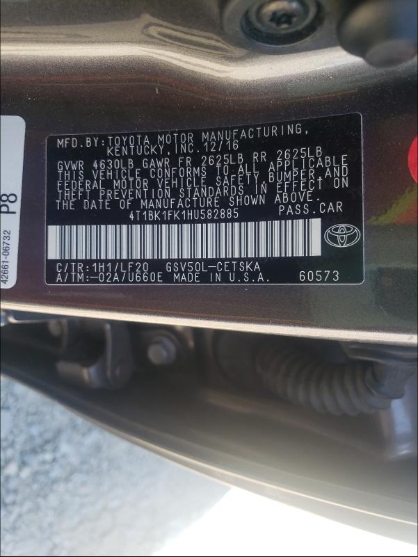 Photo 9 VIN: 41TBK1FK1HU582885 - TOYOTA CAMRY XSE 