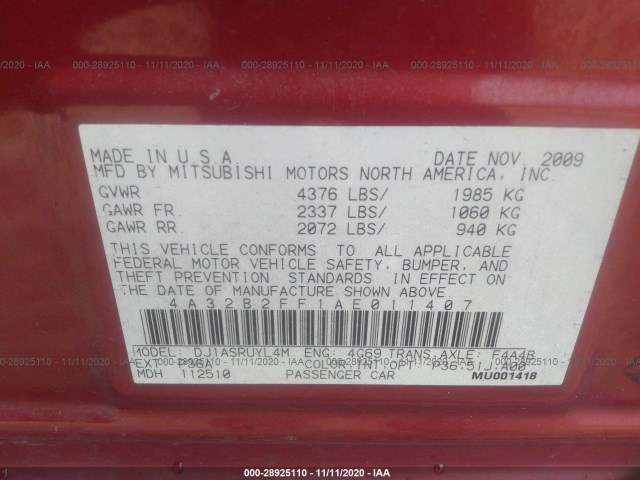 Photo 8 VIN: 4A32B2FF1AE011407 - MITSUBISHI GALANT 