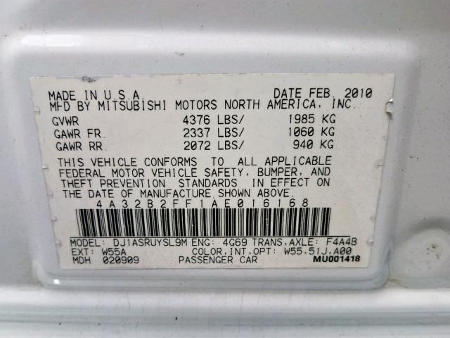 Photo 9 VIN: 4A32B2FF1AE016168 - MITSUBISHI GALANT 