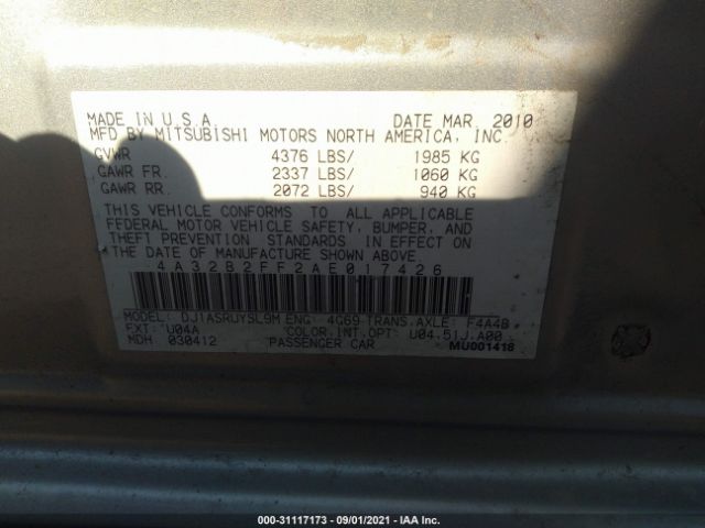 Photo 8 VIN: 4A32B2FF2AE017426 - MITSUBISHI GALANT 