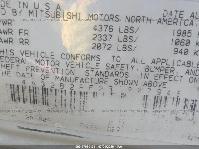 Photo 8 VIN: 4A32B2FF2BE007948 - MITSUBISHI GALANT 