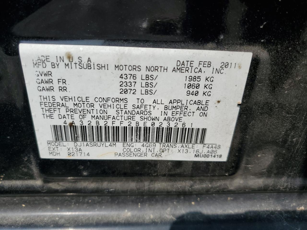 Photo 11 VIN: 4A32B2FF2BE023261 - MITSUBISHI GALANT 