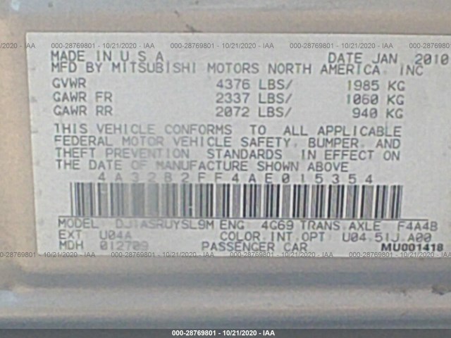 Photo 8 VIN: 4A32B2FF4AE015354 - MITSUBISHI GALANT 