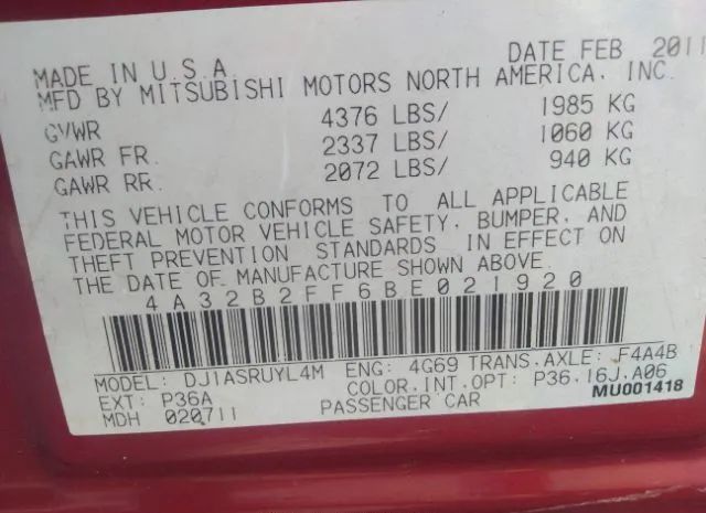 Photo 8 VIN: 4A32B2FF6BE021920 - MITSUBISHI GALANT 