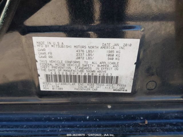 Photo 8 VIN: 4A32B2FF7AE014263 - MITSUBISHI GALANT 