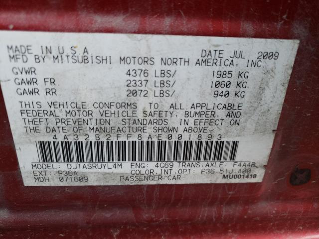 Photo 9 VIN: 4A32B2FF8AE001893 - MITSUBISHI GALANT ES 