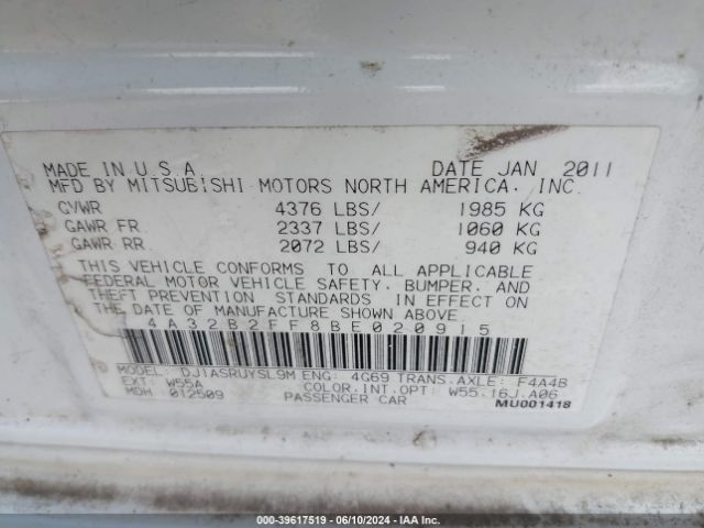 Photo 8 VIN: 4A32B2FF8BE020915 - MITSUBISHI GALANT 